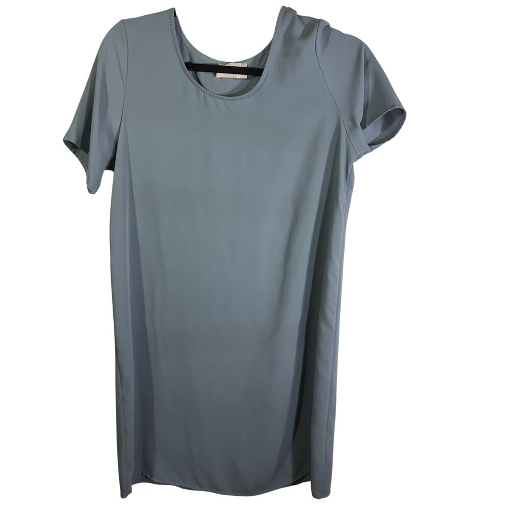 Everly Light Blue Shift Dress Short Sleeve Minimalist Casual Size M